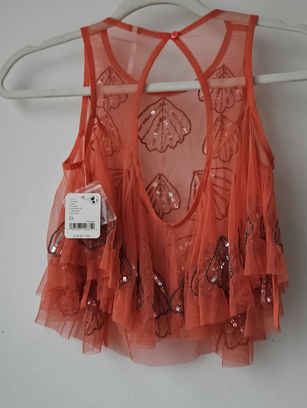 Nwt Free People Tulsa Flame Red Mesh Swing Tank - Picture 5 of 13